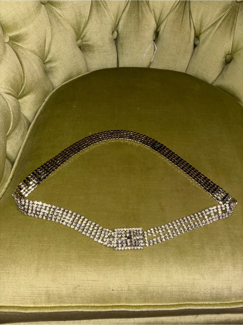 Flawless 5-Row Rhinestone Belt w Square Buckle Elegant Fit 27.5" - 35" Stunning! - Picture 10 of 11